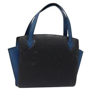 LOUIS VUITTON Epi Bicolor Varenne Hand Bag Black Blue M52385 LV Auth 134668